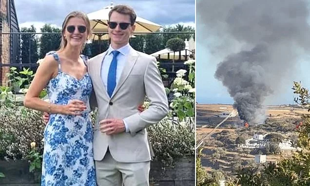Pictured: British couple killed alongside pilot in 'honeymoon' helicopter crash on Greek island