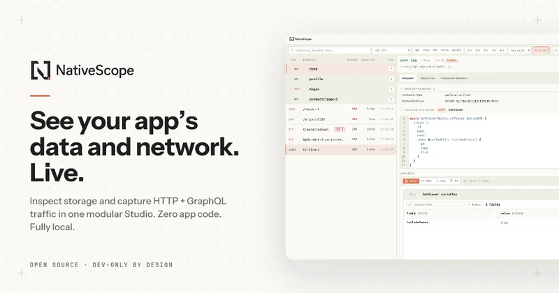 NativeScope — Open Source local Studio for React Native debugging