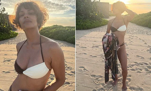 Halle Berry, 60, looks sensational as she flaunts her age-defying physique in a black and white bikini in stunning snaps amid her birthday holiday