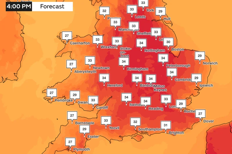 Mapped: UK to be hotter than Athens as fifth heatwave will bring 38C temperatures