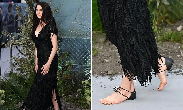 Margaret Qualley steps out in £2,200 Chanel 'barefoot sandals' at London premiere of her new film The Dog Stars