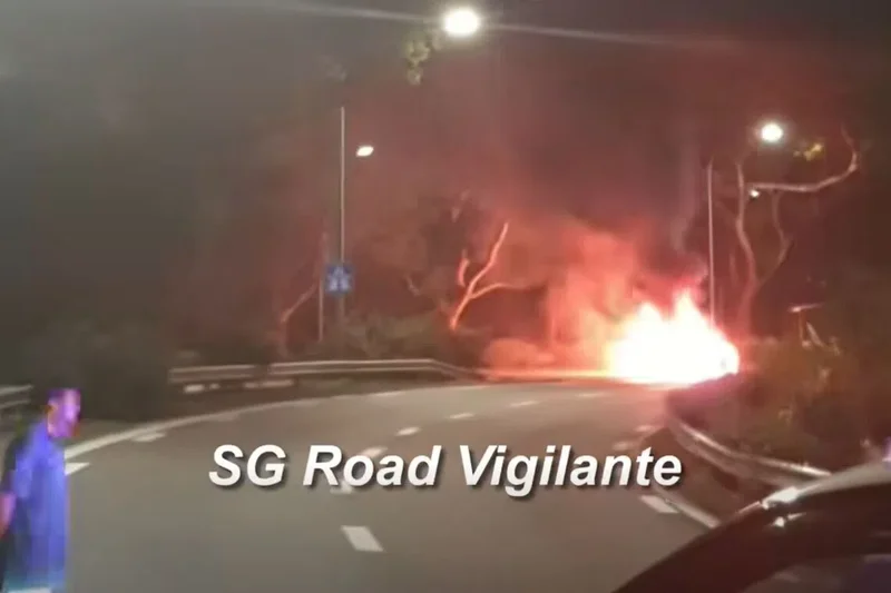 2 Traffic Police officers taken to hospital for smoke inhalation after vehicle catches fire on BKE