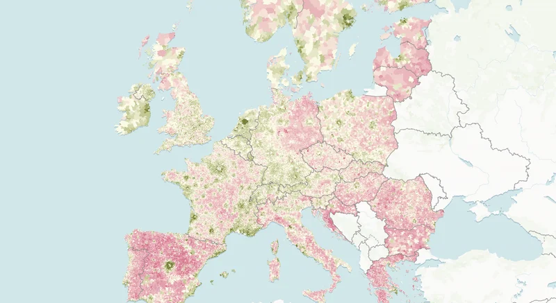 Half of Europe's towns and villages have fewer residents than 60 years ago