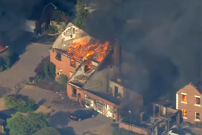 Child taken to hospital as ‘apocalyptic’ wildfire tears through homes on hottest day of the year - weather latest