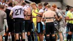 Newcastle change shirts during first half of friendly